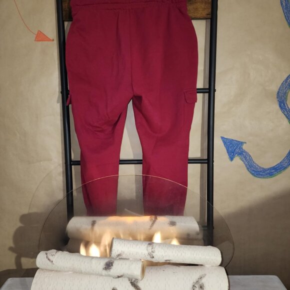Comfy Maroon Joggers with Front and Cargo Pockets - Picture 9 of 10